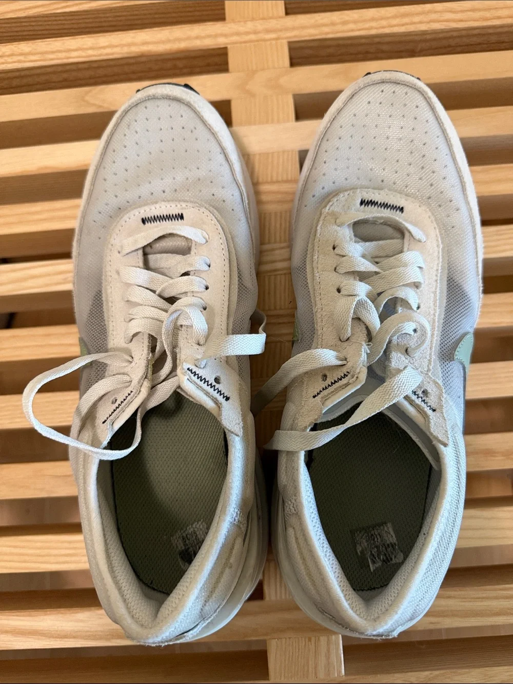 White & green waffle Athletic Sneakers - Comfortable Everyday Trainers